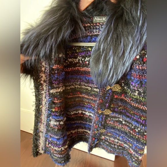 Nini K Saks Fifth Avenue Hade-Made Vest With Real Fox Hand Crocheted One Size - Picture 9 of 14